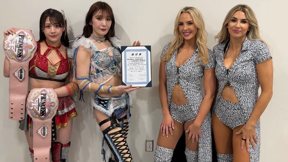 【本日の調印式】オースティンでプリンセスタッグ調印式を開催！「そのベルトを持って帰るだけ」（キャシー）「オーラがヤバい…」（上原）