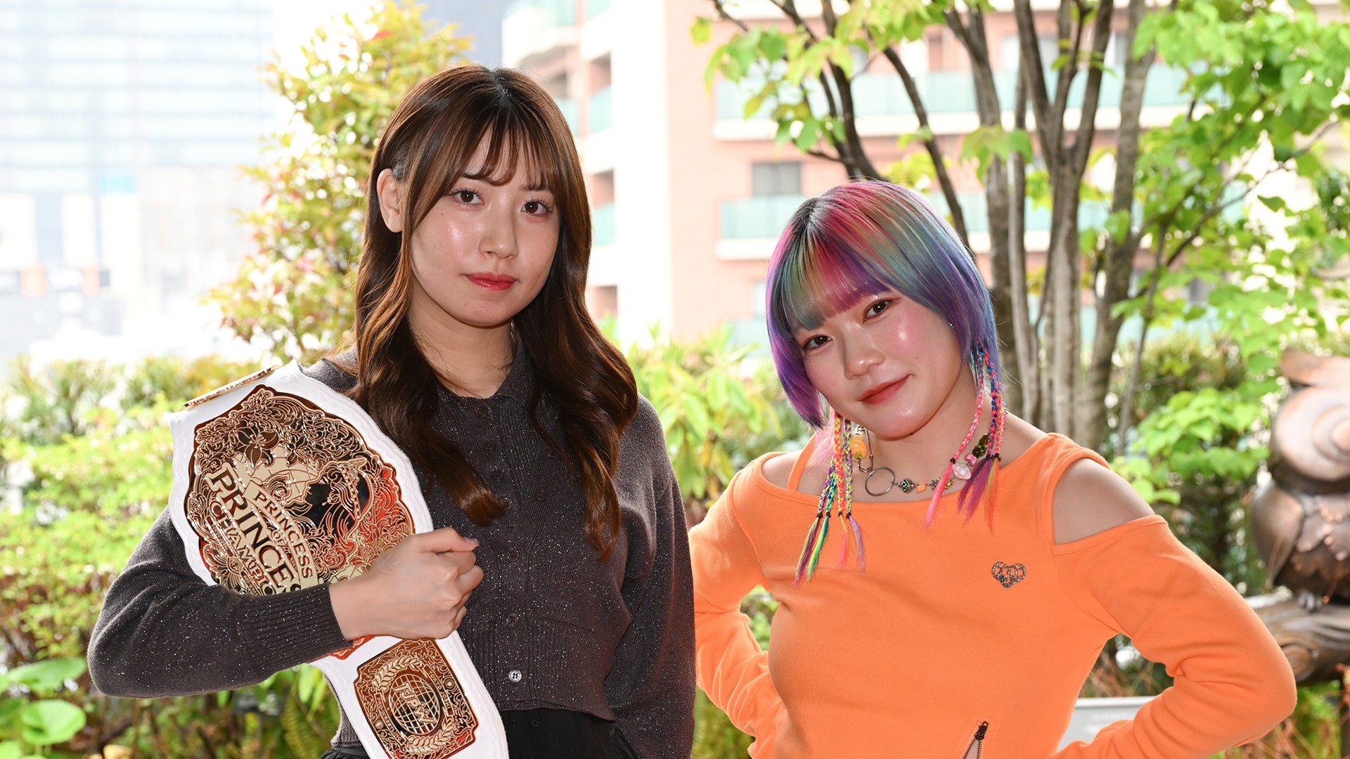 【記者会見】5・4後楽園のプリプリ王座戦の調印式を開催！「荒井のMBTIが主人公。私がベルトを獲って主人公になる」（有栖）「ENFJ主人公なので、主人公をまっとうしたい」（荒井）