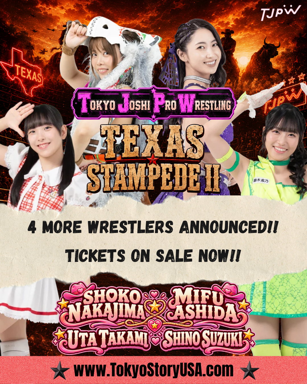 12月4日~6日『TJPW TEXAS STAMPEDE II』第2弾参戦決定選手決定!